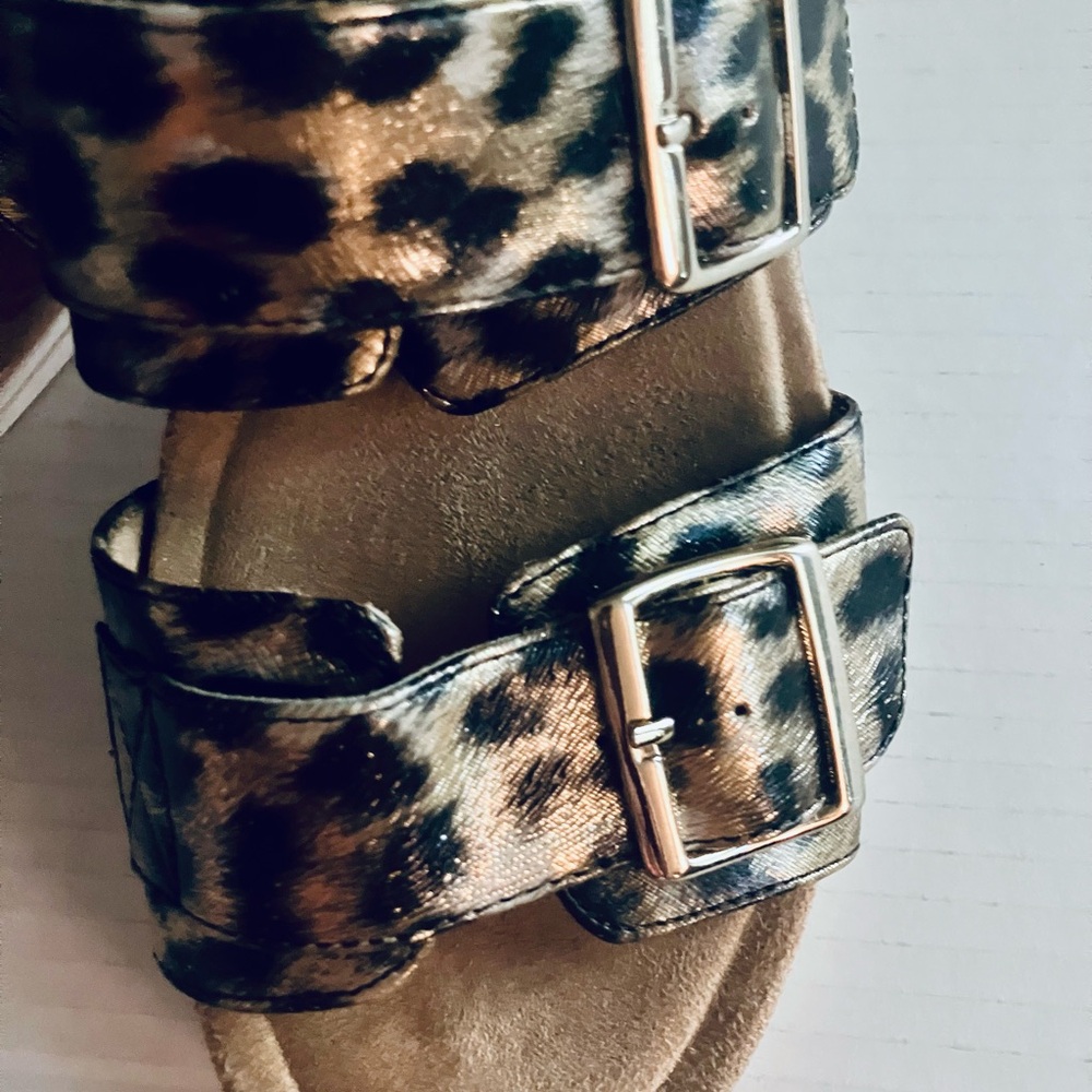 Aerosols Brown Hamden Leopard Cheetah Print Slip In Comfort Sandals 9M - Picture 2 of 4